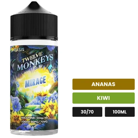 E-liquide Mirage de 12 Monkeys, 100 ml, saveurs ananas et kiwi.