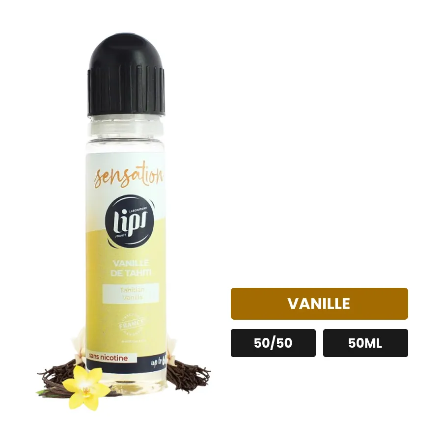 E-liquide Vanille De Tahiti de Lips, 50 ml, saveur vanille.