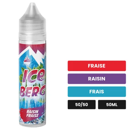 E-liquide Raisin Fraise Iceberg d'O'Jlab, 50 ml, saveurs fraise, raisin et frais.