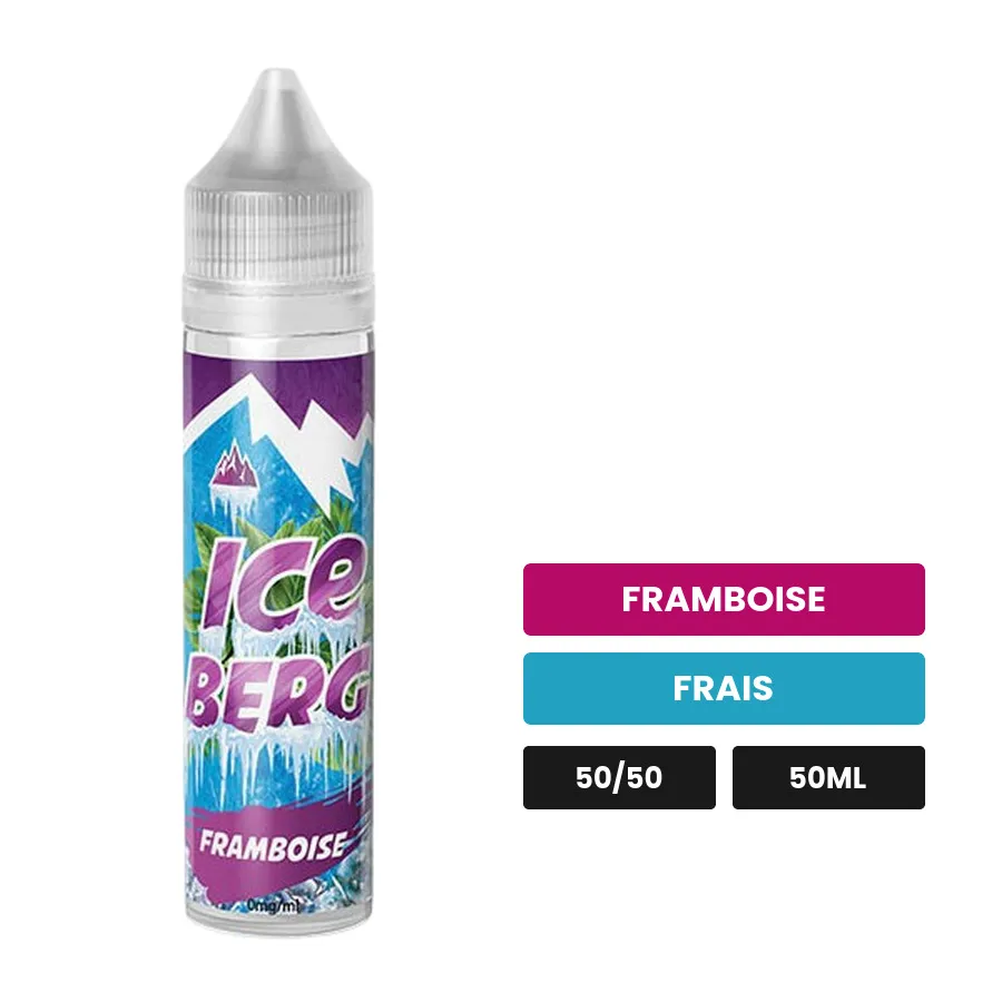 E-liquide Framboise Iceberg d'O'Jlab, 50 ml, saveurs framboise et frais.