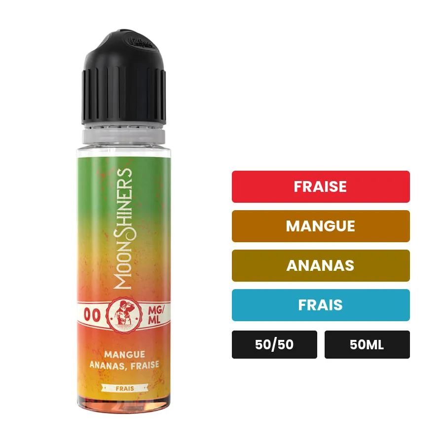 E-liquide Mangue Ananas Fraise Frais de Le French Liquide, 50 ml, saveurs fraise, mangue, ananas et 1 autre.