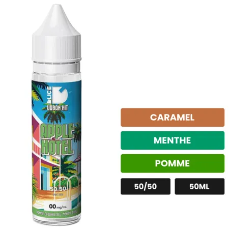 E-liquide Apple Hotel de D'Lice, 50 ml, saveurs caramel, menthe et pomme.