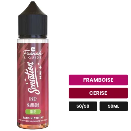 E-liquide Cerise Framboise, 50 ml, saveurs framboise et cerise.