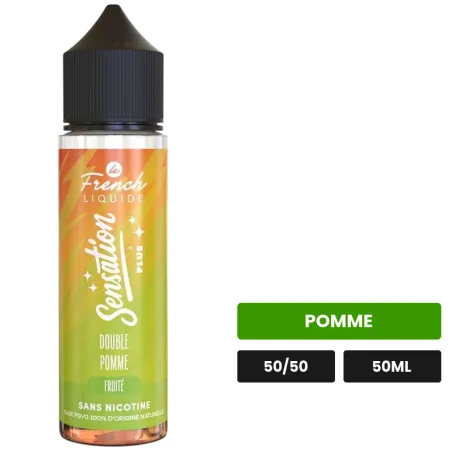 E-liquide Double Pomme, 50 ml, saveur pomme.