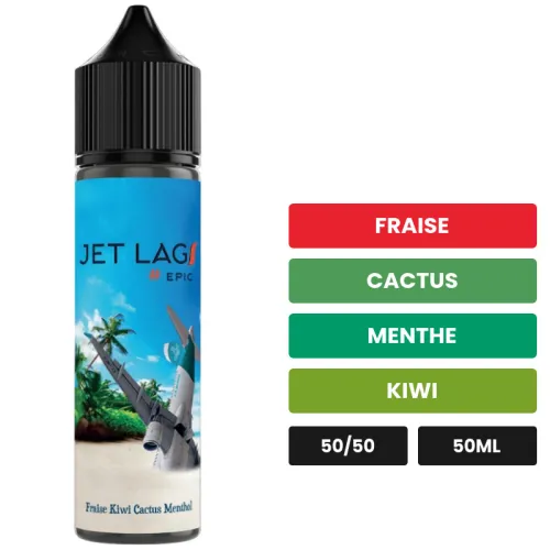 E-liquide Jet Lag Epic de Bordo2, 50 ml, saveurs fraise, cactus, menthe et 1 autre.