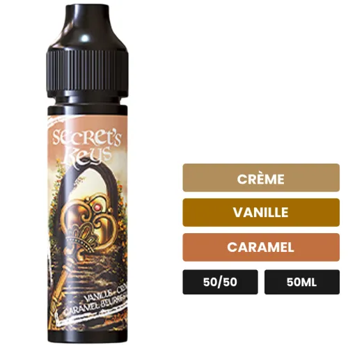 E-liquide Golden Key de Secret's Lab, 50 ml, saveurs crème, vanille et caramel.
