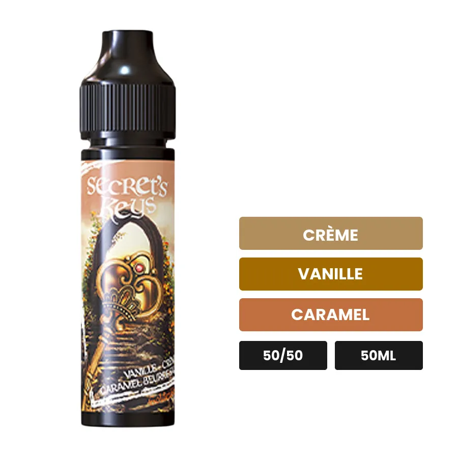 E-liquide Golden Key de Secret's Lab, 50 ml, saveurs crème, vanille et caramel.
