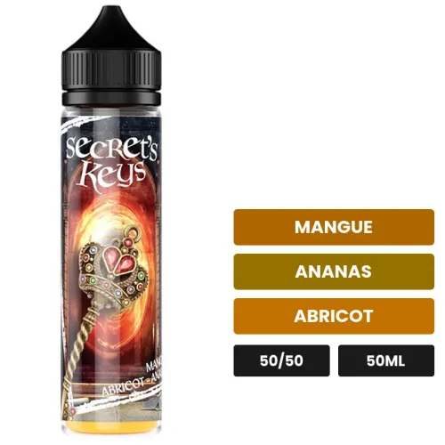 E-liquide Rainbow Key de Secret's Lab, 50 ml, saveurs mangue, ananas et abricot.