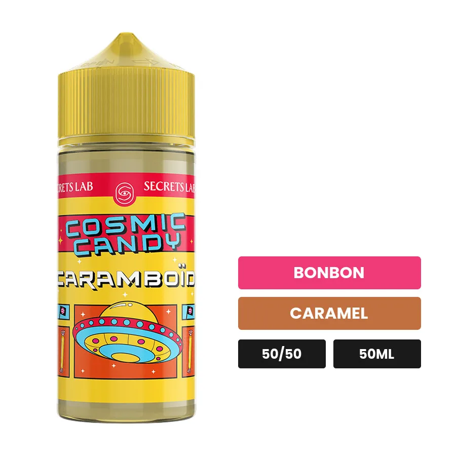 E-liquide Caramboïd de Secret's Lab, 50 ml, saveurs bonbon et caramel.
