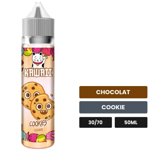 E-liquide Cookies de Kawaii, 50 ml, saveurs chocolat et cookie.