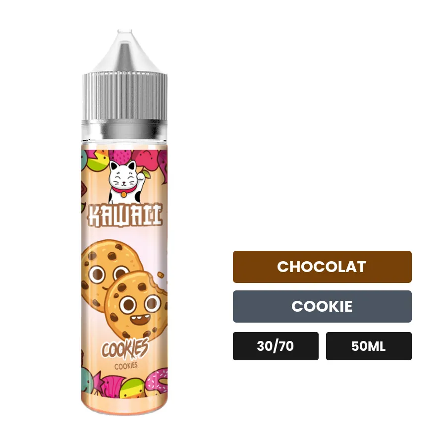 E-liquide Cookies de Kawaii, 50 ml, saveurs chocolat et cookie.