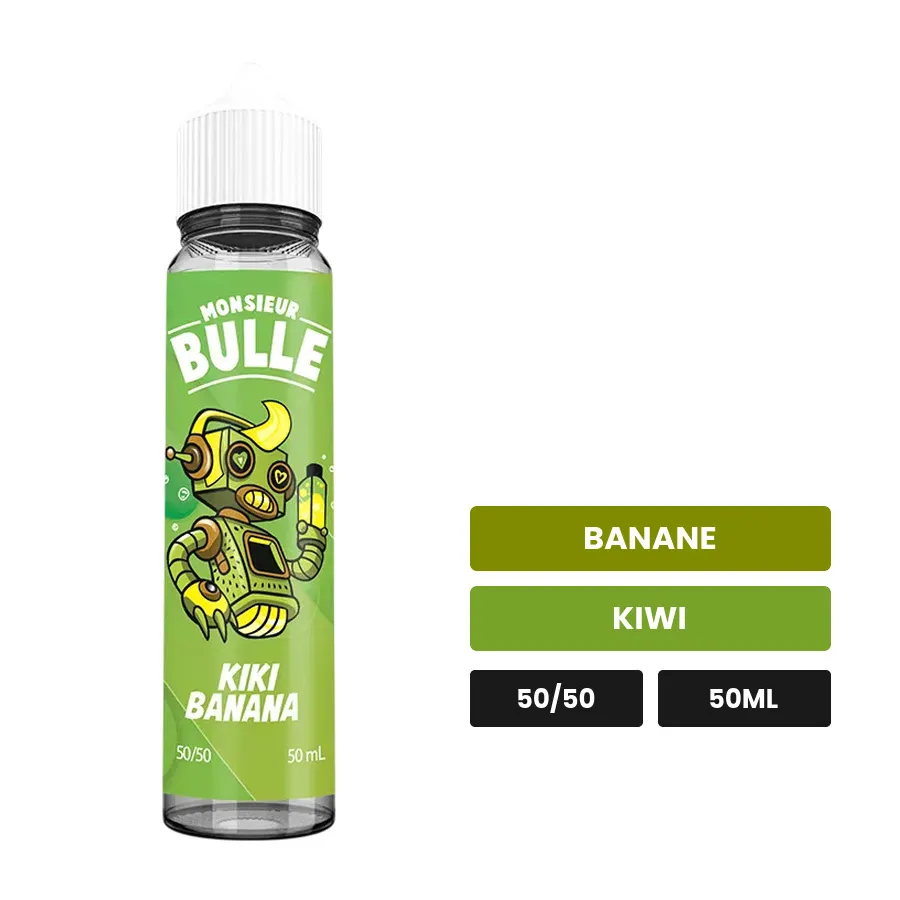 E-liquide Kiki Banana de Liquideo, 50 ml, saveurs banane et kiwi.