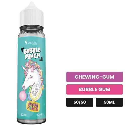 E-liquide Bubble Punch de Liquideo, 50 ml, saveurs chewing-gum et bubble gum.
