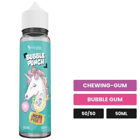 E-liquide Bubble Punch de Liquideo, 50 ml, saveurs chewing-gum et bubble gum.