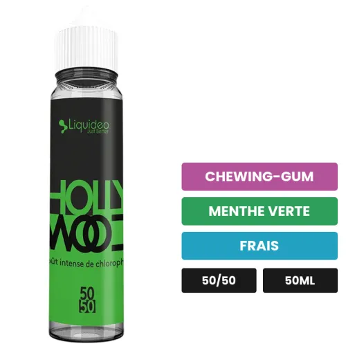 E-liquide Fifty Hollywood de Liquideo, 50 ml, saveurs chewing-gum, menthe verte et frais.