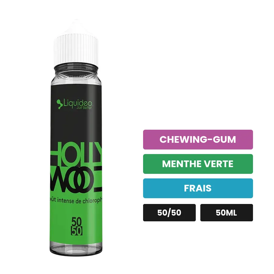 E-liquide Fifty Hollywood de Liquideo, 50 ml, saveurs chewing-gum, menthe verte et frais.