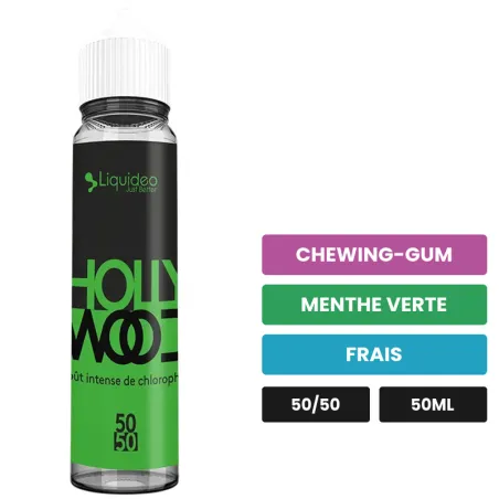 E-liquide Fifty Hollywood de Liquideo, 50 ml, saveurs chewing-gum, menthe verte et frais.