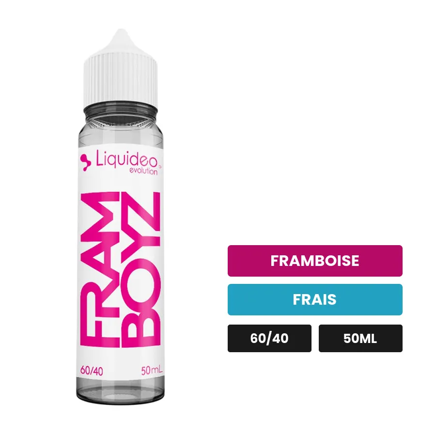E-liquide Framboyz de Liquideo, 50 ml, saveurs framboise et frais.