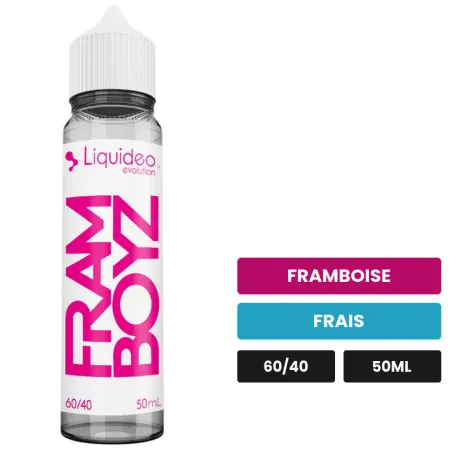 E-liquide Framboyz de Liquideo, 50 ml, saveurs framboise et frais.