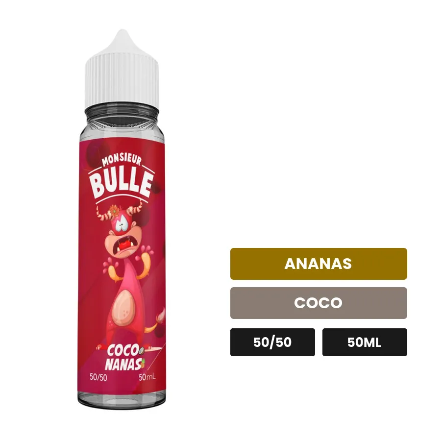 E-liquide Coconanas de Liquideo, 50 ml, saveurs ananas et coco.