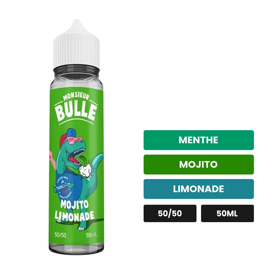 E-liquide Mojito Lemonade de Liquideo, 50 ml, saveurs menthe, mojito et limonade.