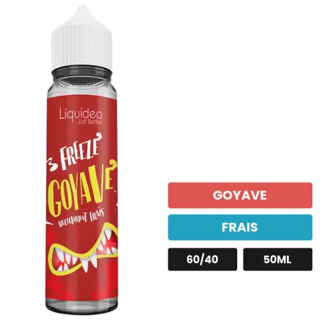 E-liquide Goyave de Liquideo, 50 ml, saveurs goyave et frais.