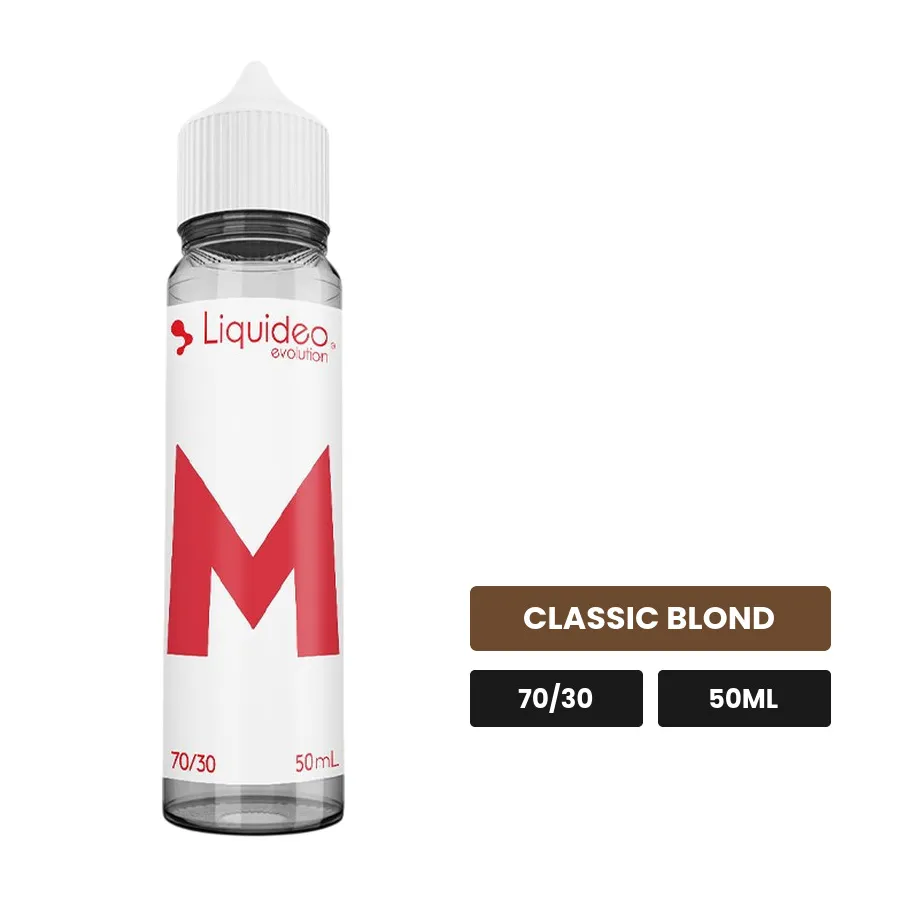 E-liquide Le M de Liquideo, 50 ml, saveur classic blond.