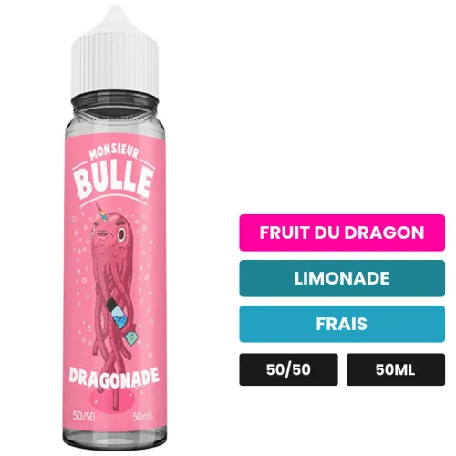 E-liquide Dragonade de Liquideo, 50 ml, saveurs fruit du dragon, limonade et frais.