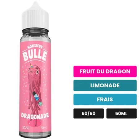 E-liquide Dragonade de Liquideo, 50 ml, saveurs fruit du dragon, limonade et frais.
