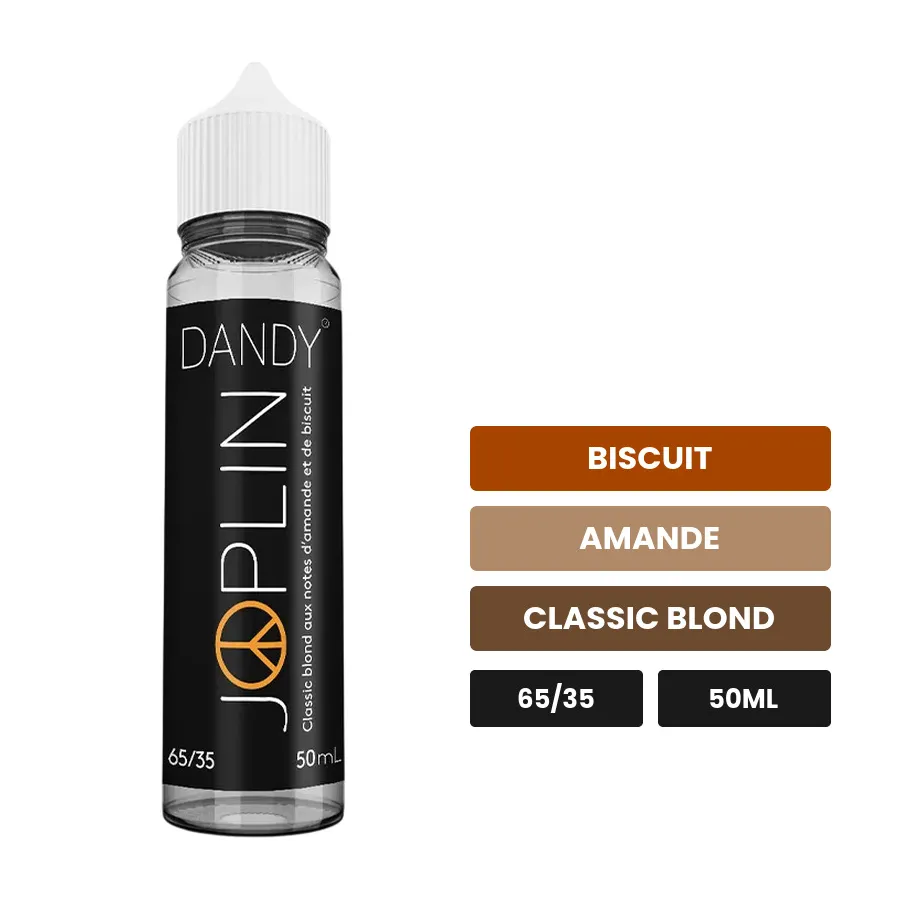 E-liquide Joplin - Dandy de Liquideo, 50 ml, saveurs biscuit, amande et classic blond.