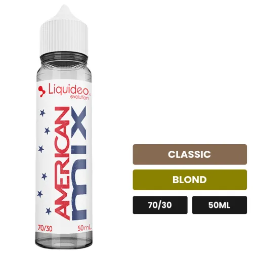 E-liquide American Mix de Liquideo, 50 ml, saveurs classic et blond.