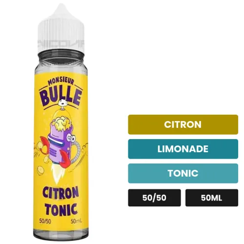 E-liquide Citron Tonic de Liquideo, 50 ml, saveurs citron, limonade et tonic.