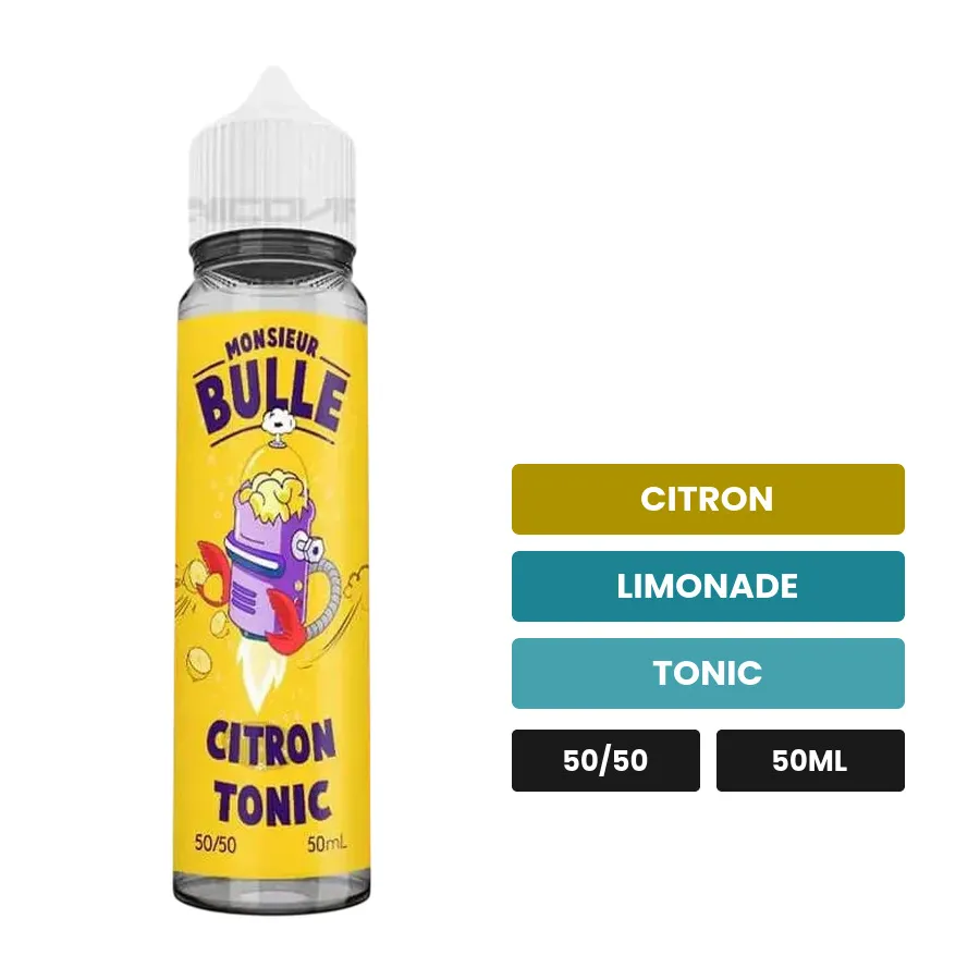 E-liquide Citron Tonic de Liquideo, 50 ml, saveurs citron, limonade et tonic.