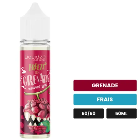 E-liquide Ice Grenade de Liquideo, 50 ml, saveurs grenade et frais.