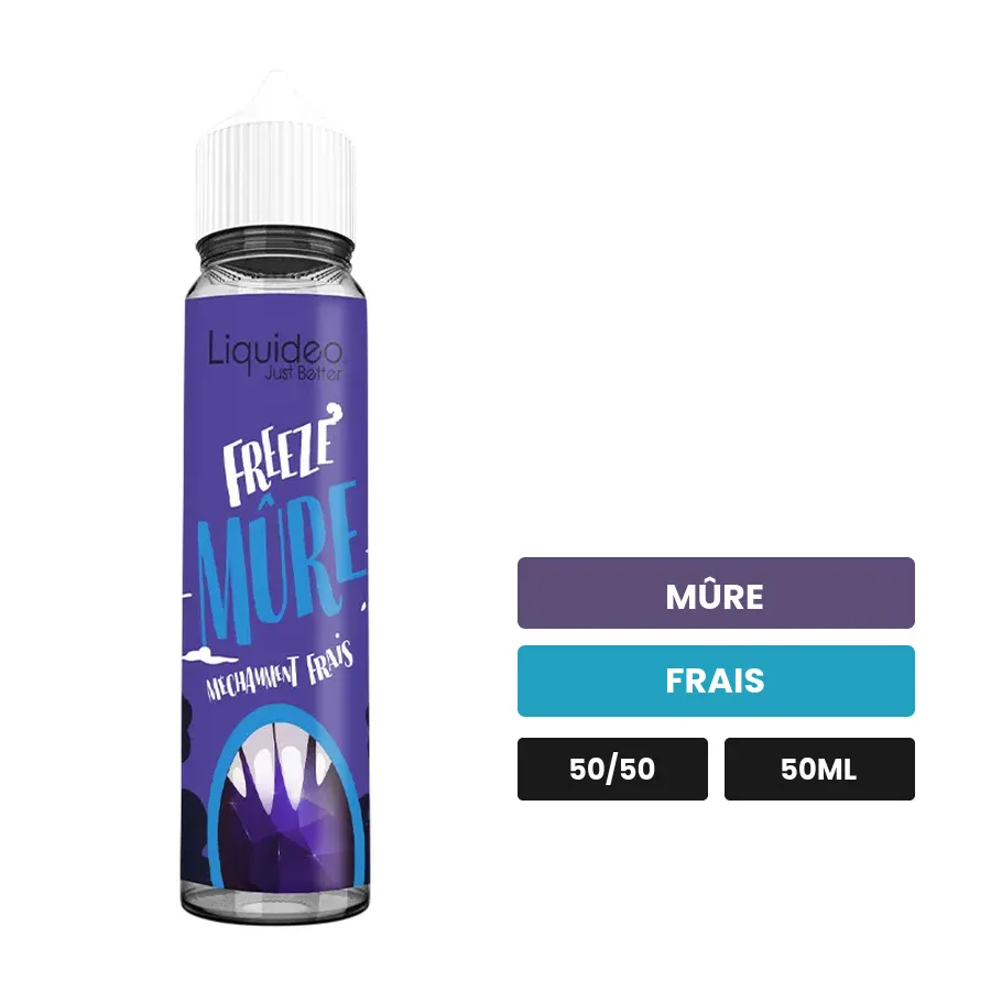 E-liquide Mure de Liquideo, 50 ml, saveurs mûre et frais.