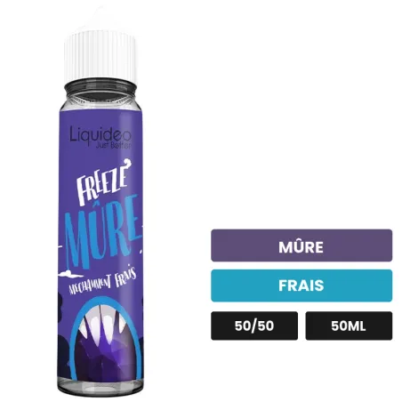 E-liquide Mure de Liquideo, 50 ml, saveurs mûre et frais.