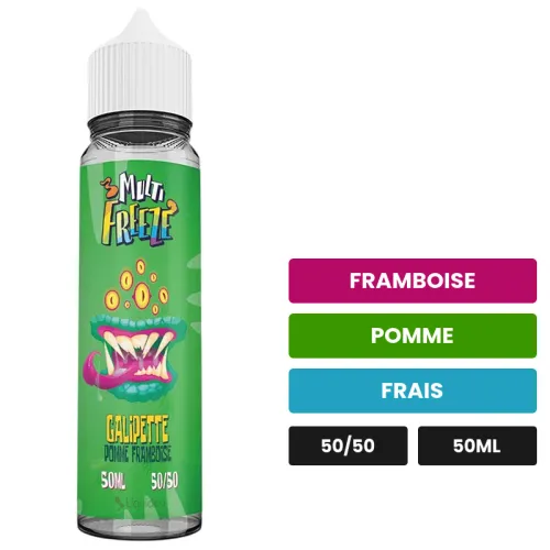 E-liquide Galipette de Liquideo, 50 ml, saveurs framboise, pomme et frais.