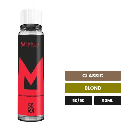 E-liquide Liquideo Fifty Le M, 50 ml, saveurs classic et blond.