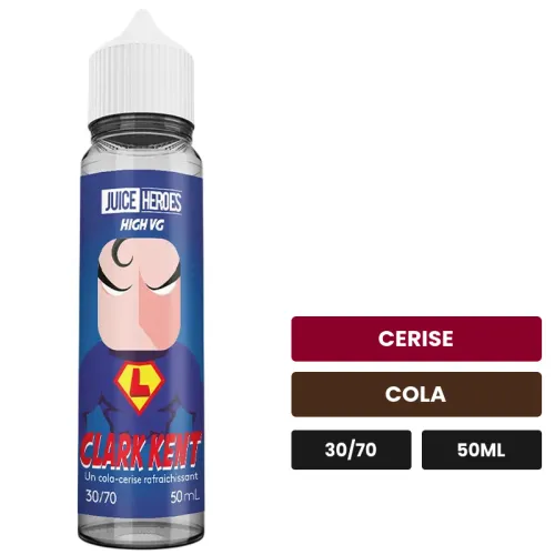 E-liquide Clark Kent de Liquideo, 50 ml, saveurs cerise et cola.