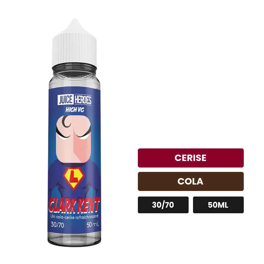 E-liquide Clark Kent de Liquideo, 50 ml, saveurs cerise et cola.