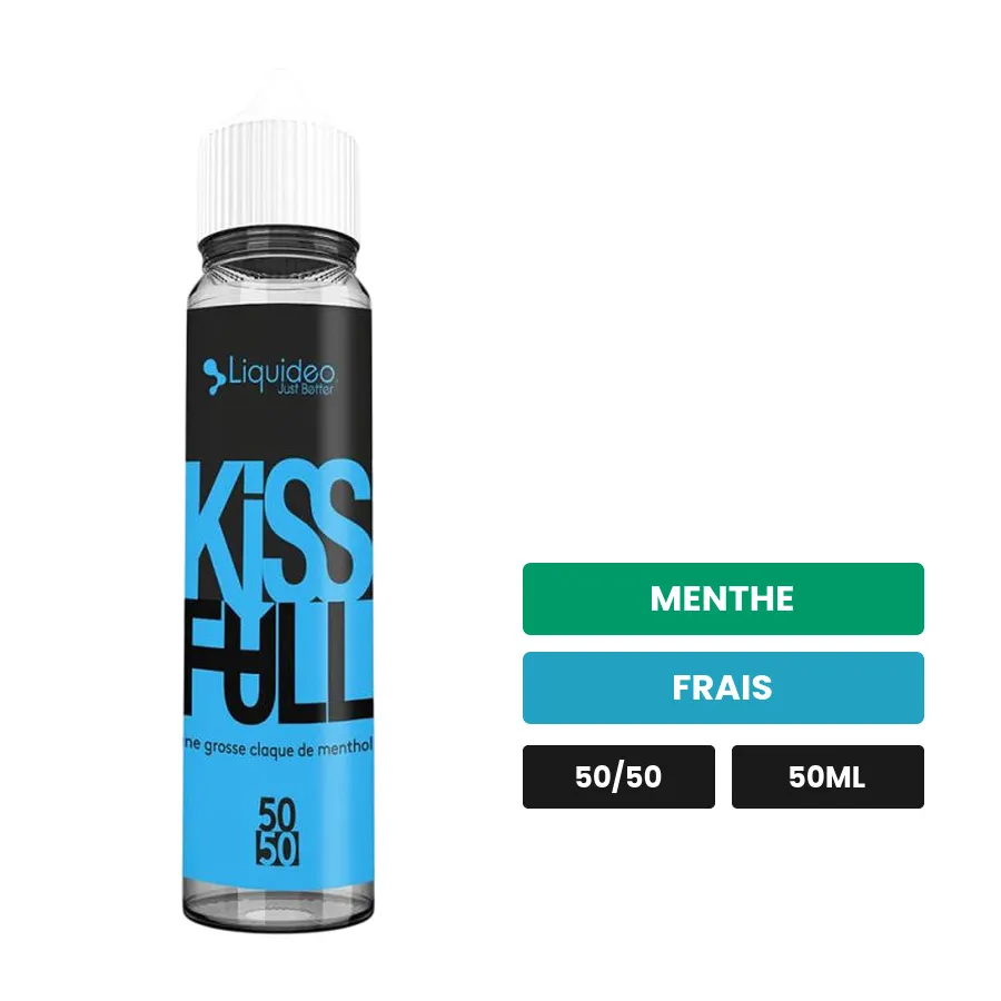 E-liquide Liquideo Fifty Kiss Full, 50 ml, saveurs menthe et frais.