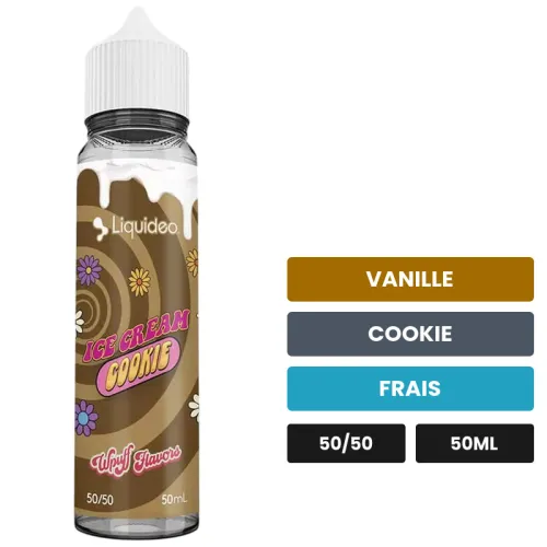 E-liquide Ice Cream Cookie de WPuff, 50 ml, saveurs vanille, cookie et frais.