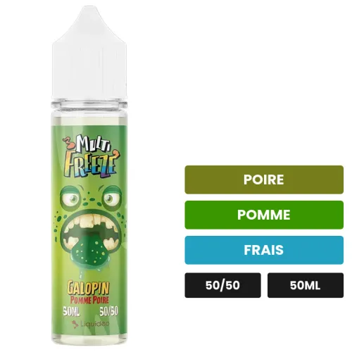 E-liquide Galopin de Liquideo, 50 ml, saveurs poire, pomme et frais.