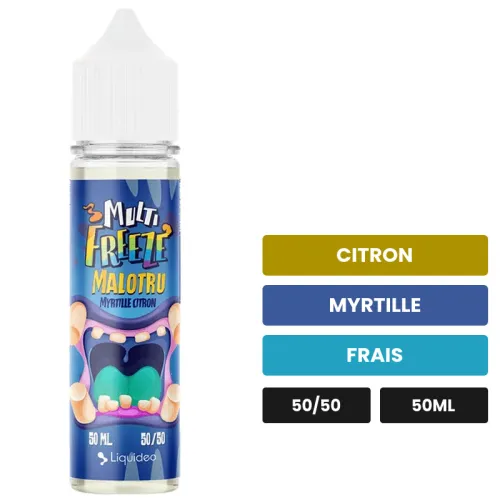 E-liquide Malotru de Liquideo, 50 ml, saveurs citron, myrtille et frais.
