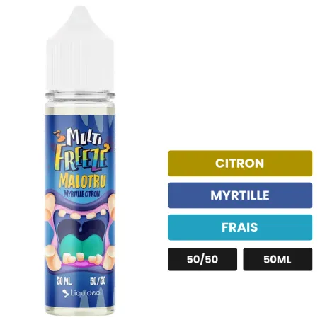 E-liquide Malotru de Liquideo, 50 ml, saveurs citron, myrtille et frais.