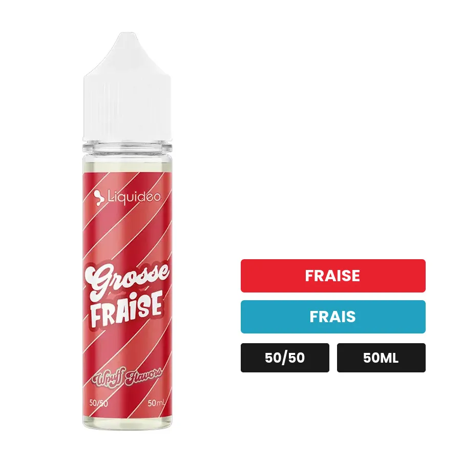 E-liquide Grosse Fraise de WPuff, 50 ml, saveurs fraise et frais.