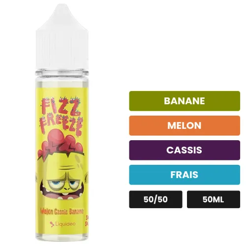 E-liquide Melon Cassis Banane Fizz & Freeze de Liquideo, 50 ml, saveurs banane, melon, cassis et 1 autre.