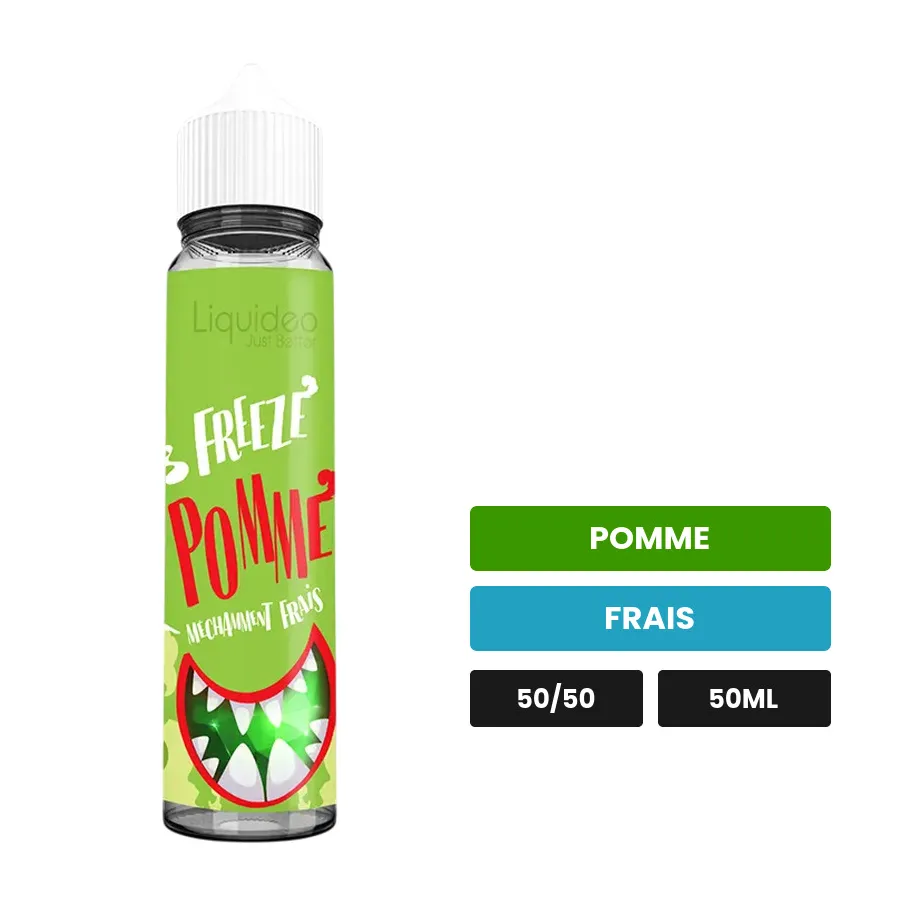 E-liquide Pomme de Liquideo, 50 ml, saveurs pomme et frais.