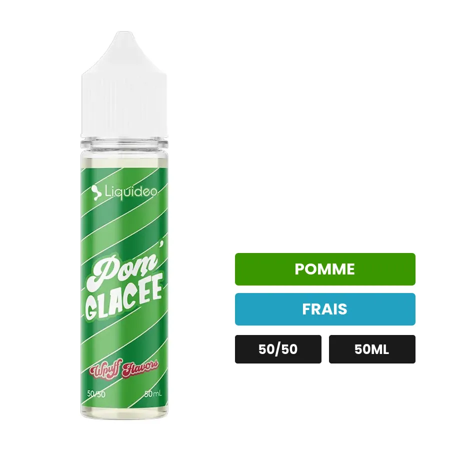 E-liquide Pom' Glacée de WPuff, 50 ml, saveurs pomme et frais.