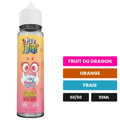 E-liquide Fripouille de Liquideo, 50 ml, saveurs fruit du dragon, orange et frais.